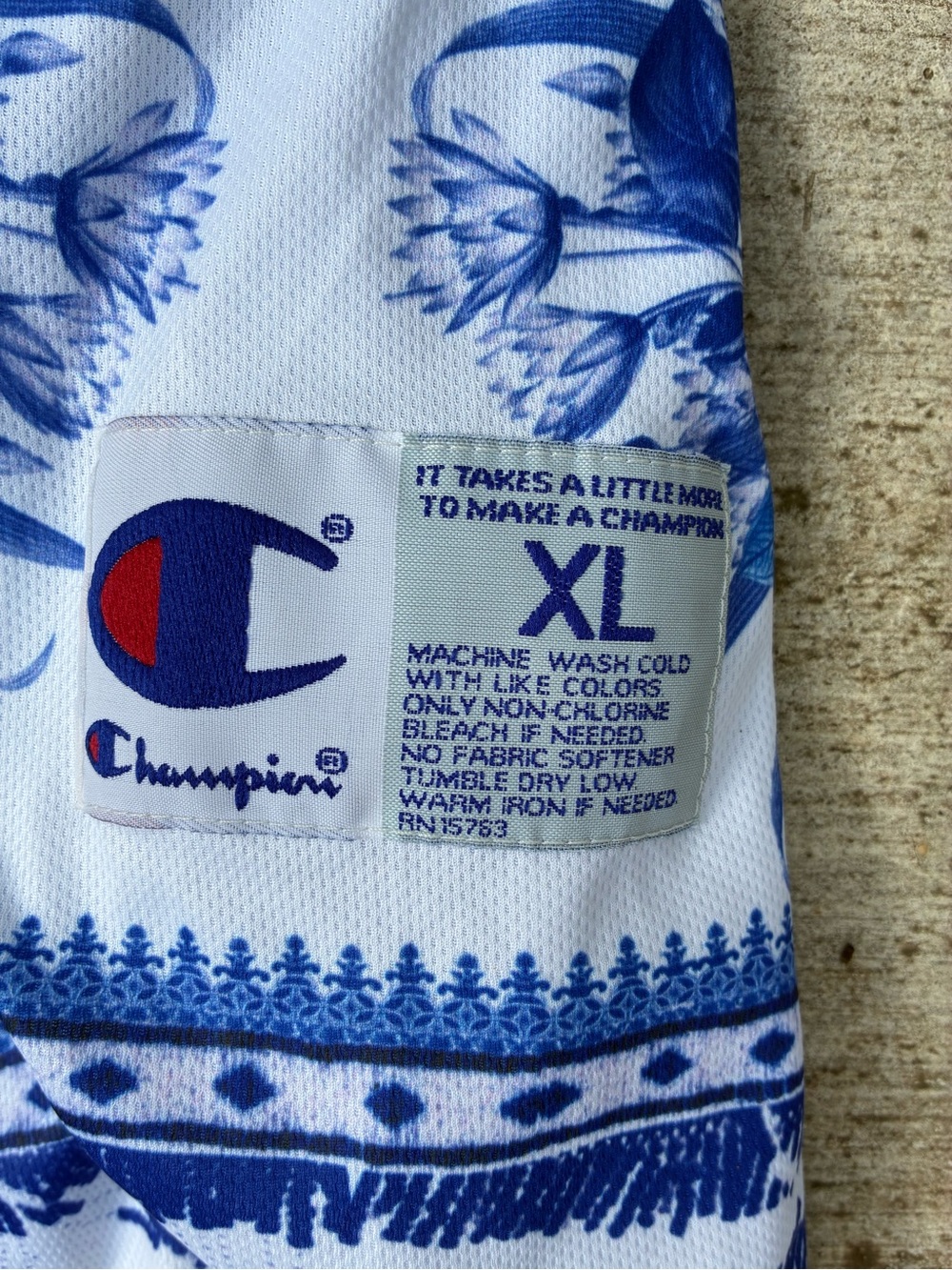 Champion Men’s White & Blue Printed Basketball Shorts - Picture 2 of 6